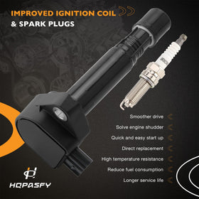 HQPASFY iridium spark plug detail showing fine electrode for longer life and reliable ignition