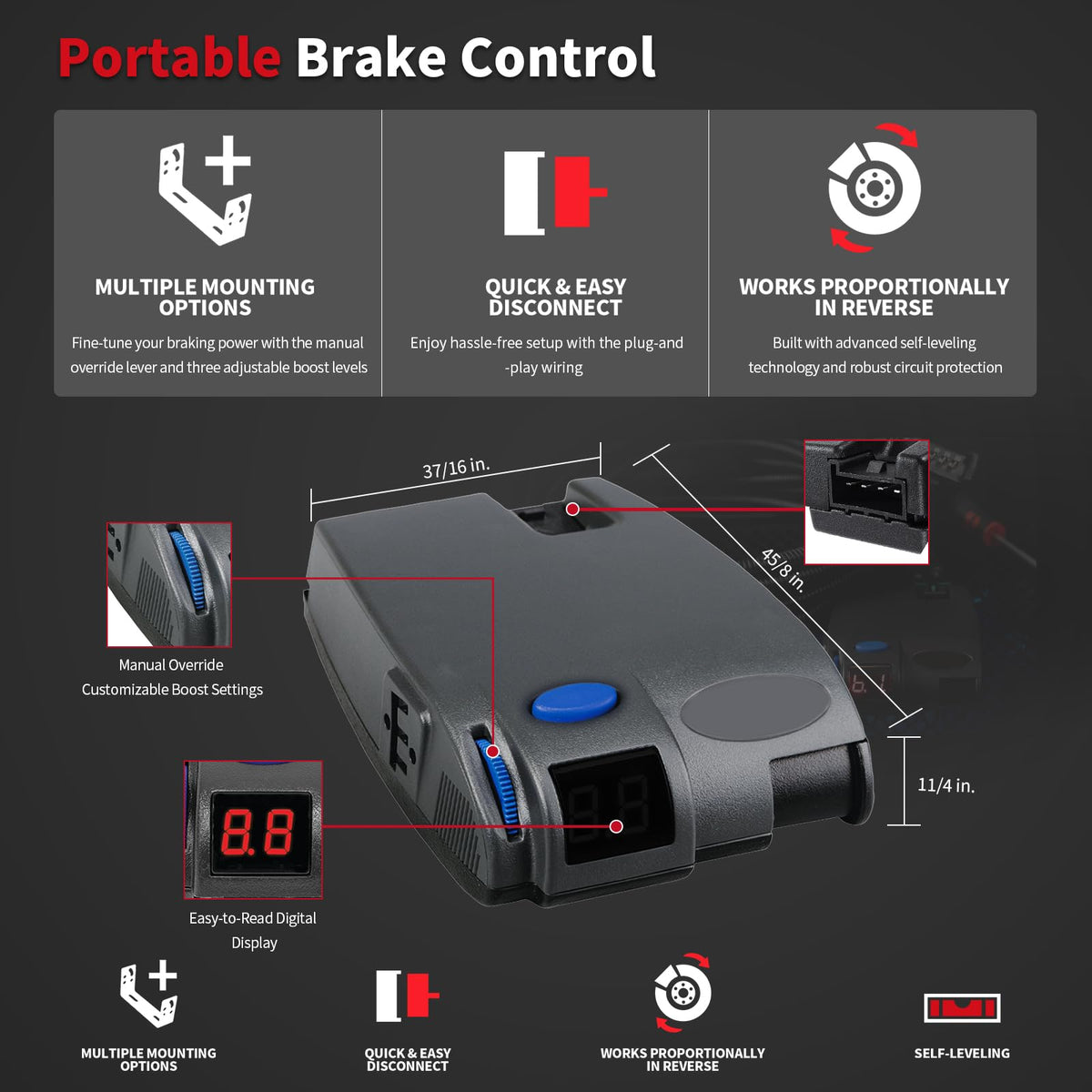 HRepair Primus IQ clear digital display for instant brake setting feedback