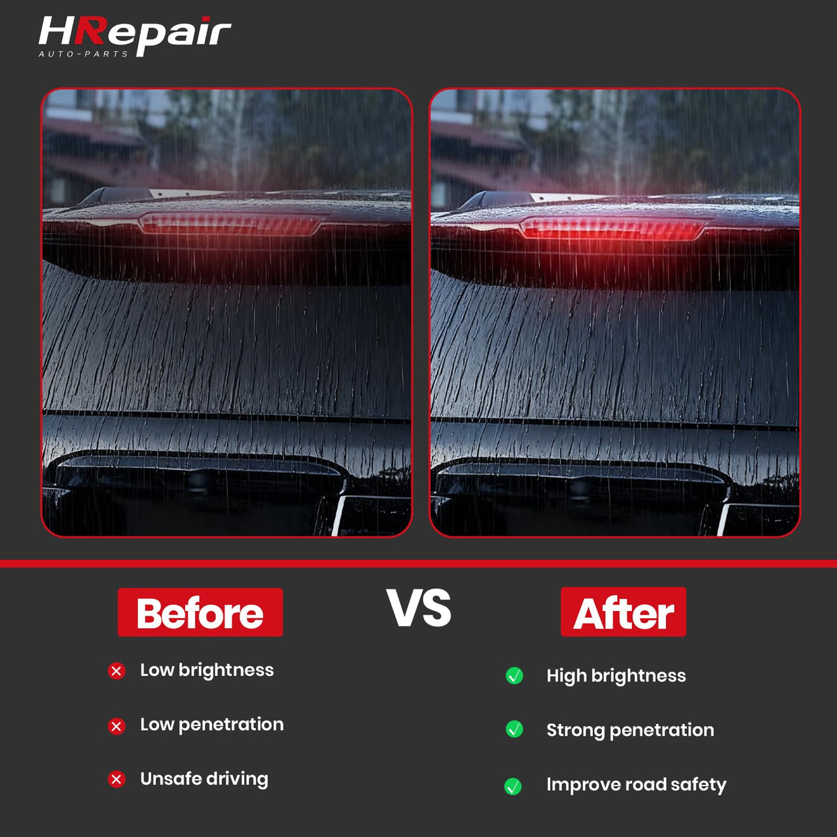 HRepair illuminated at night enhancing rear visibility