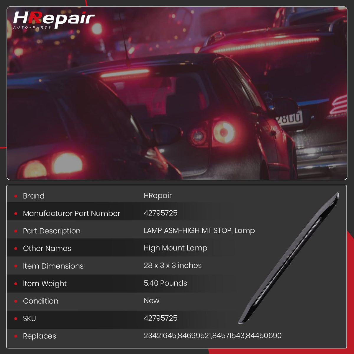 HRepair night visibility demo of brake light improving rear visibility