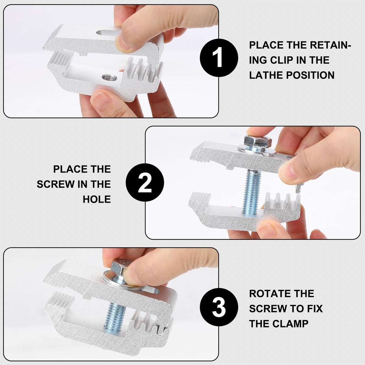Hromee clamp beside ruler showing 1.50 by 3.00 inch size for accurate fit confirmation
