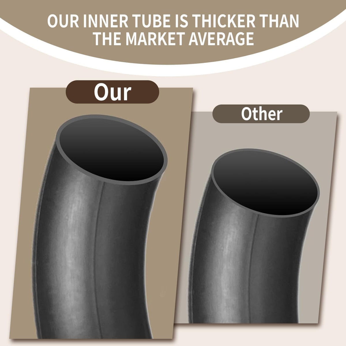 Hromra tube next to ruler size comparison confirming 2.75/3.00-19 compatibility