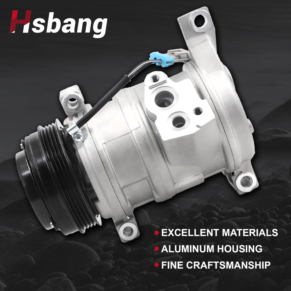 Hsbang compressor size comparison with ruler showing compact OEM dimensions