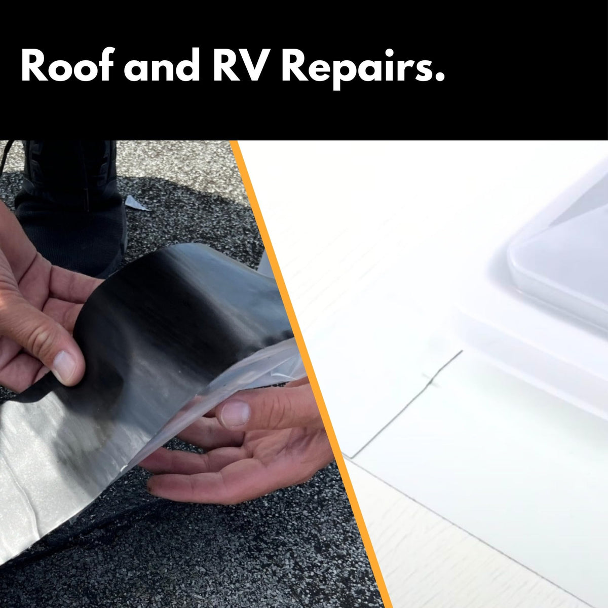 HSS tape applied on an RV roof sealing around a vent, preventing leaks