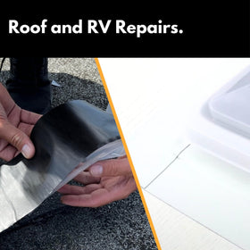 HSS tape applied on an RV roof sealing around a vent, preventing leaks