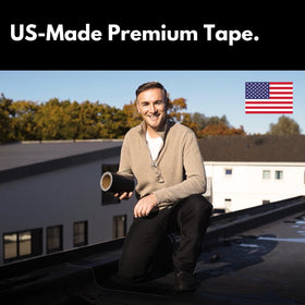 HSS tape on roof shedding rain to show water resistance and durability