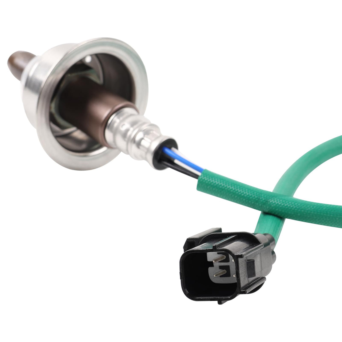HTMXJA downstream sensor closeup with heat shield detail improving durability and corrosion resistance