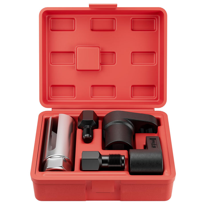 HTOMT front packaging view showing complete 5pcs O2 sensor tool kit for quick access