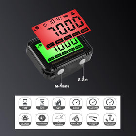 HTPREC size comparison in hand to show compact portable tachometer benefit