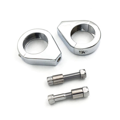 HTT front view chrome fork clamps showing clean mounting and style benefit