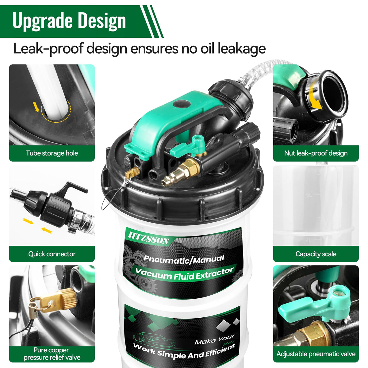 HTZSSON main hose and sealed connectors detail reducing leaks during extraction