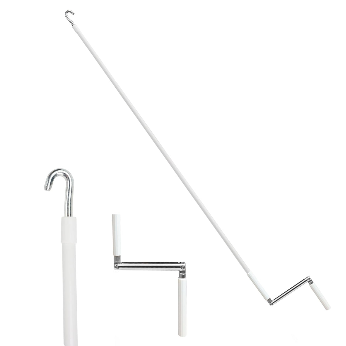 HUAALIUCHE front view showing full 56-inch crank handle and fold mechanism for reliable reach