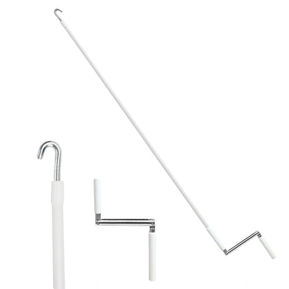 HUAALIUCHE front view showing full 56-inch crank handle and fold mechanism for reliable reach