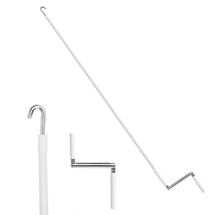 HUAALIUCHE front view showing full 56-inch crank handle and fold mechanism for reliable reach