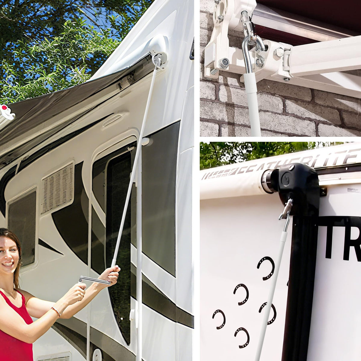 HUAALIUCHE crank beside ruler showing 56-inch reach and foldable convenience