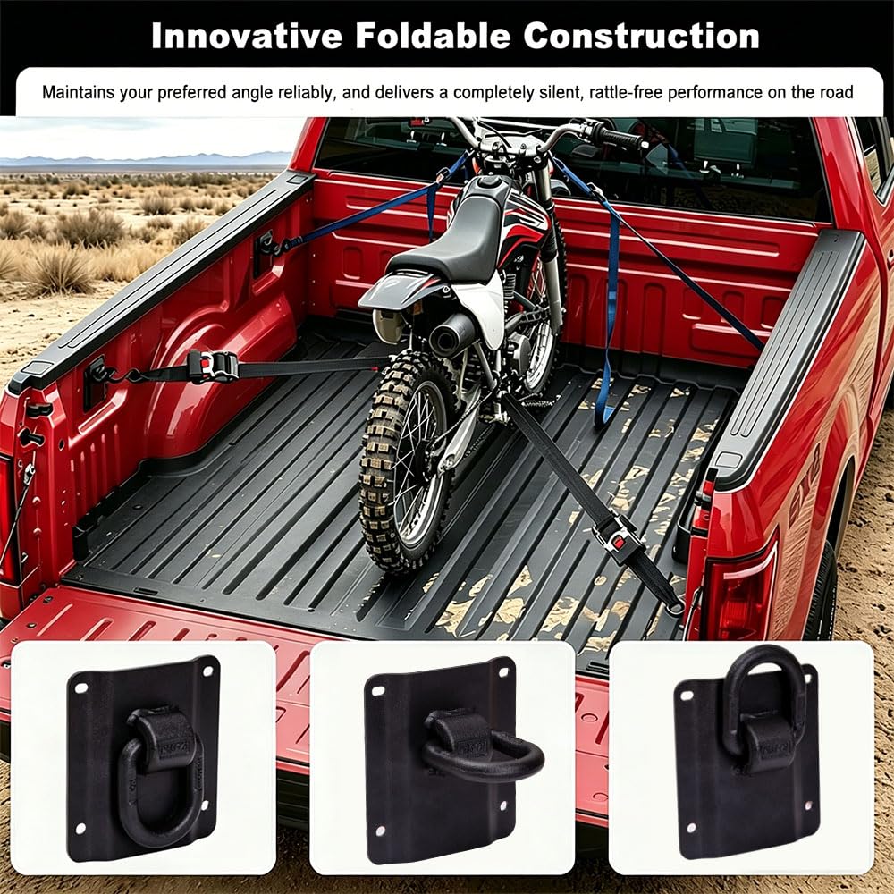 HUGALL lifestyle shot of ATV tied in truck bed illustrating secure hauling confidence