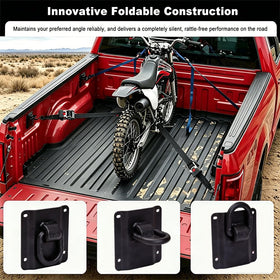 HUGALL lifestyle shot of ATV tied in truck bed illustrating secure hauling confidence