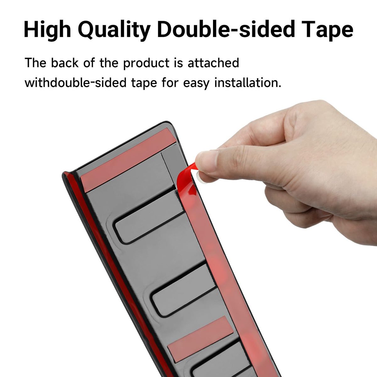 Hugeek adhesive edge detail showing backing film removed for secure installation benefit