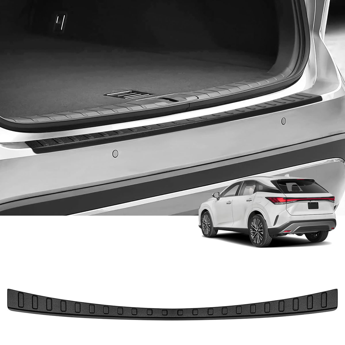 Hugeek protector front view showing matte black finish and neat fit benefit preserves bumper look