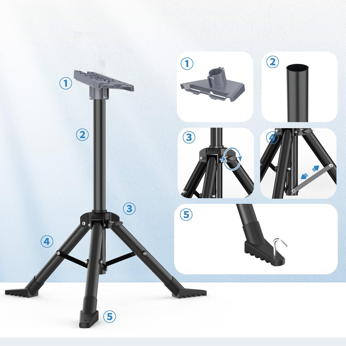 Hugener tripod height adjustment lock close-up for fast secure leveling benefit