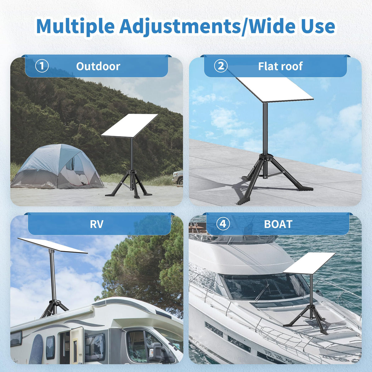Hugener tripod with Starlink dish mounted for reliable signal alignment benefit