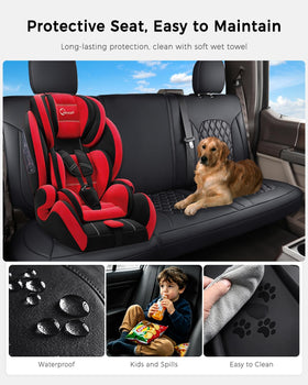 Huidasource rear seat covers installed in truck interior illustrating refreshed look and comfort