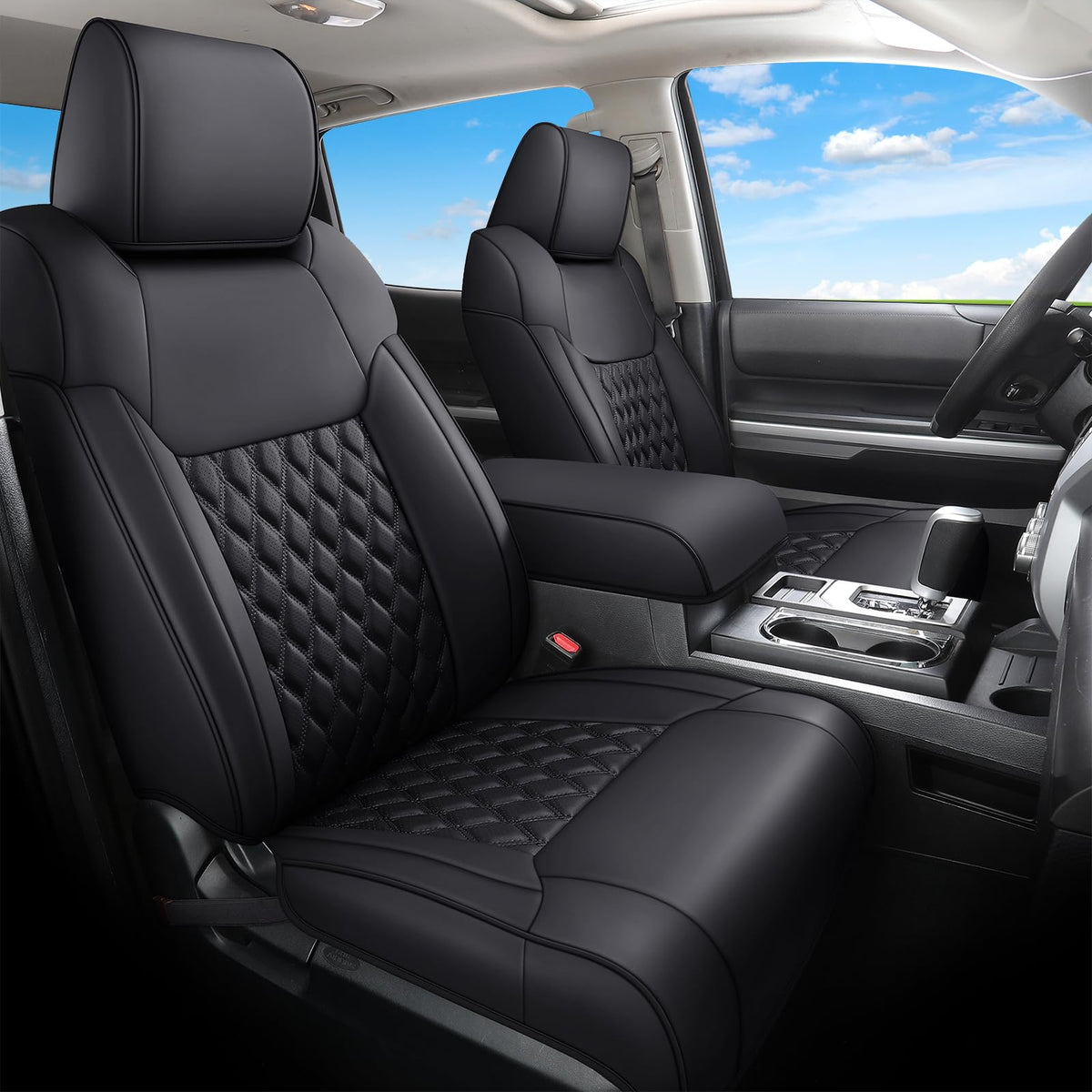 Huidasource front seats full view showing custom fit and clean finish