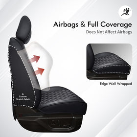 Huidasource headrest covers closeup showing matching finish and comfort upgrade