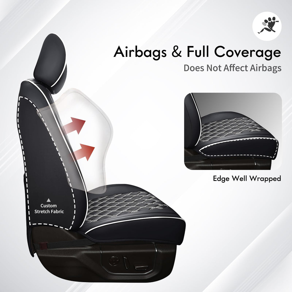 Huidasource rear 40/60 split cover installed showing compatibility and organized seating