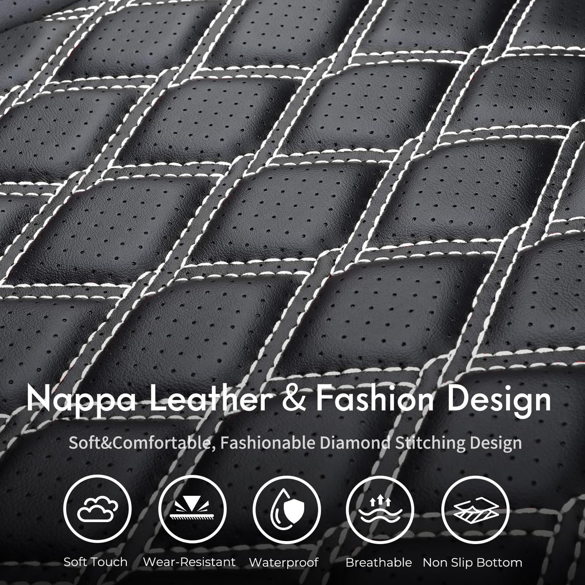 Huidasource stitched diamond pattern close-up showing premium texture and durability