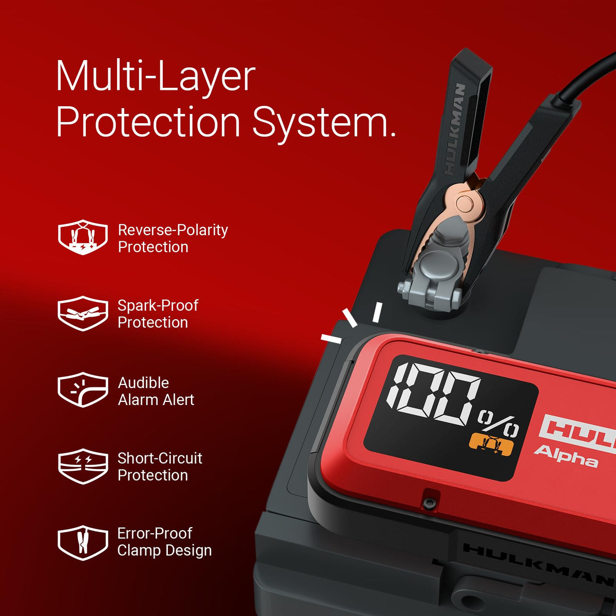 Hulkman Alpha Ultra Red beside smartphone showing compact size and travel convenience