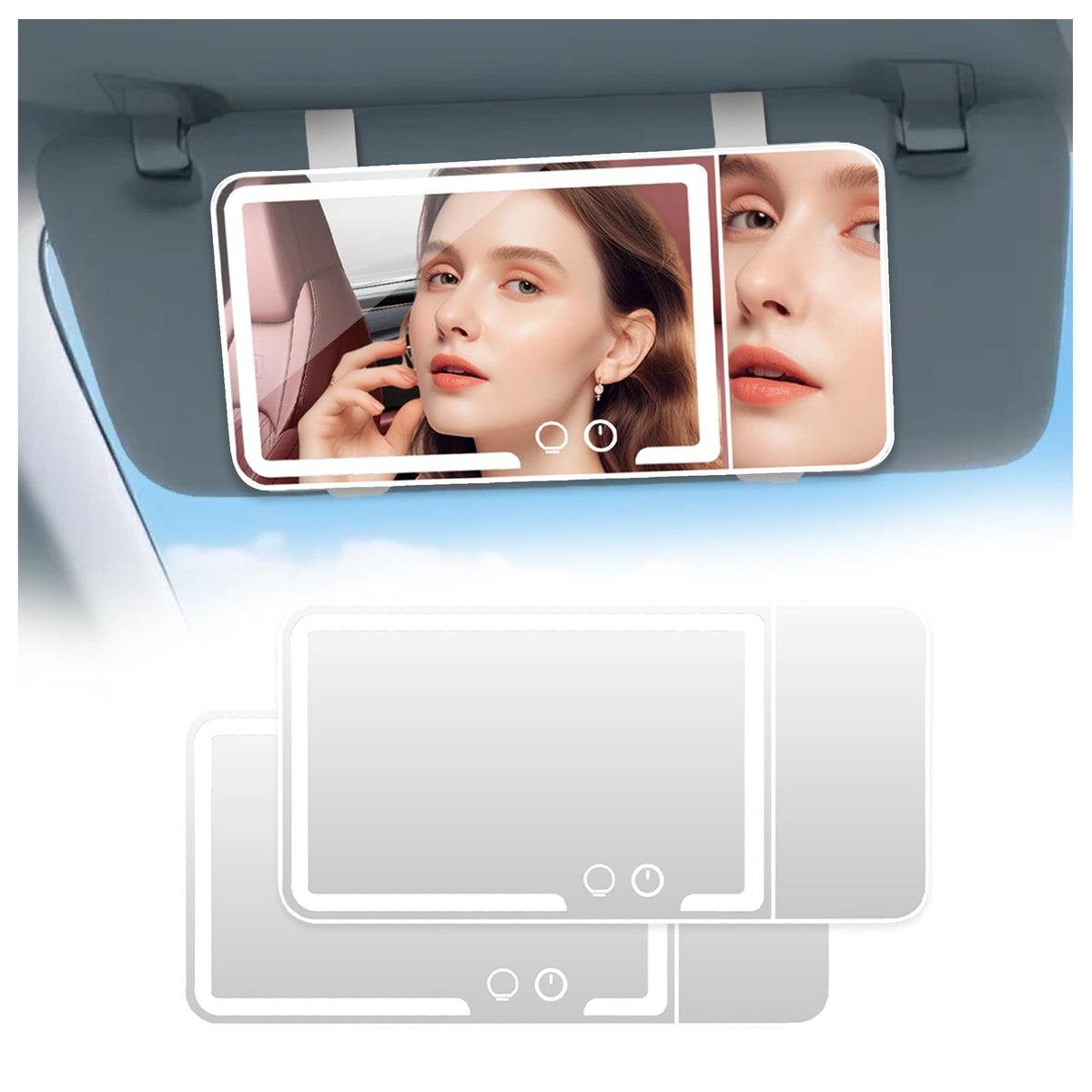 HUMBEST front view showing both mirrors and packaging, clear product benefit