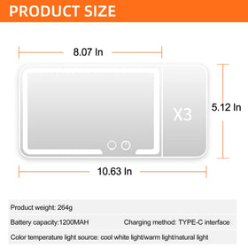 HUMBEST mirror USB charging port connected showing rechargeable convenience