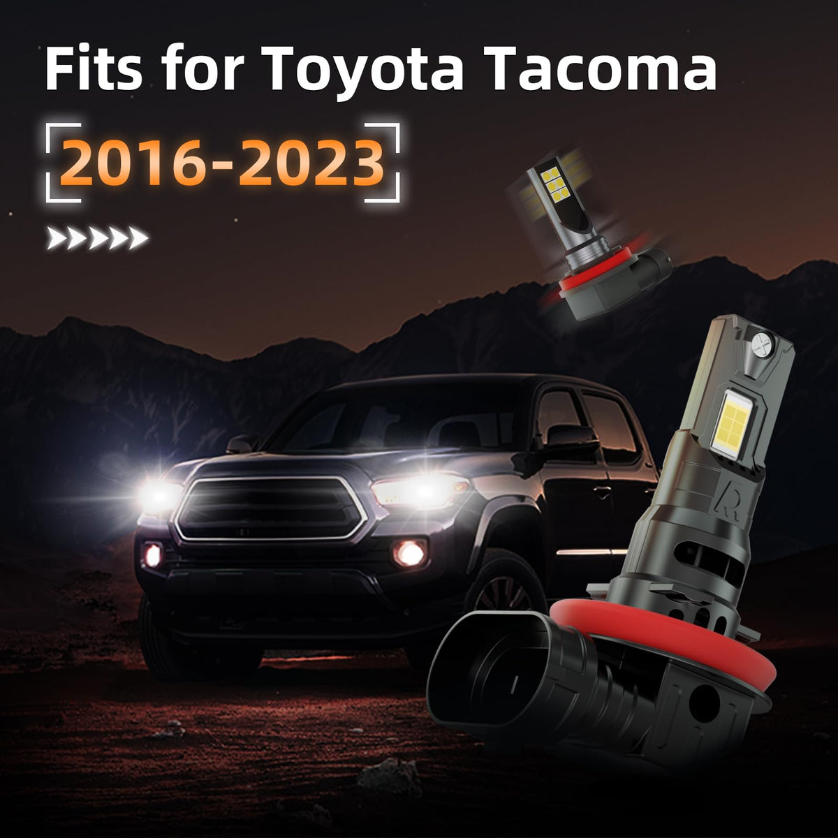 HUOKEDS bulb installed in Tacoma multi-beam headlight for clearer road visibility