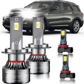 HUOKEDS front packaging showing complete 4-piece Explorer bulb kit and easy fit benefit