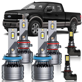 HUOKEDS front packaging showing 6-piece F150 bulb kit and benefits