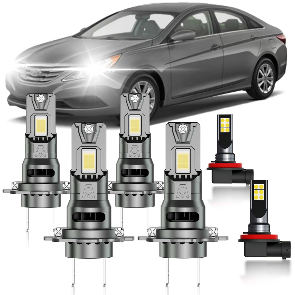 HUOKEDS bulbs installed in Sonata front showing improved visibility and fit