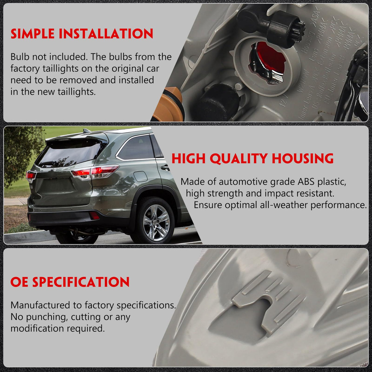 Huray tail light size comparison with ruler demonstrating correct fitment