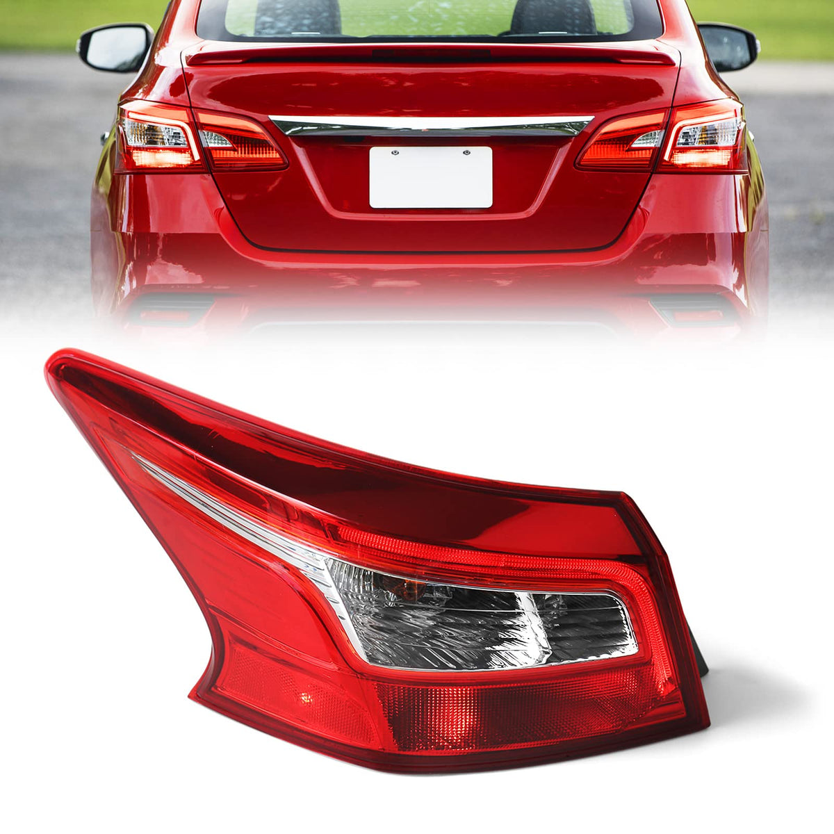 Huray left tail light front view showing clear red lens and factory look benefit