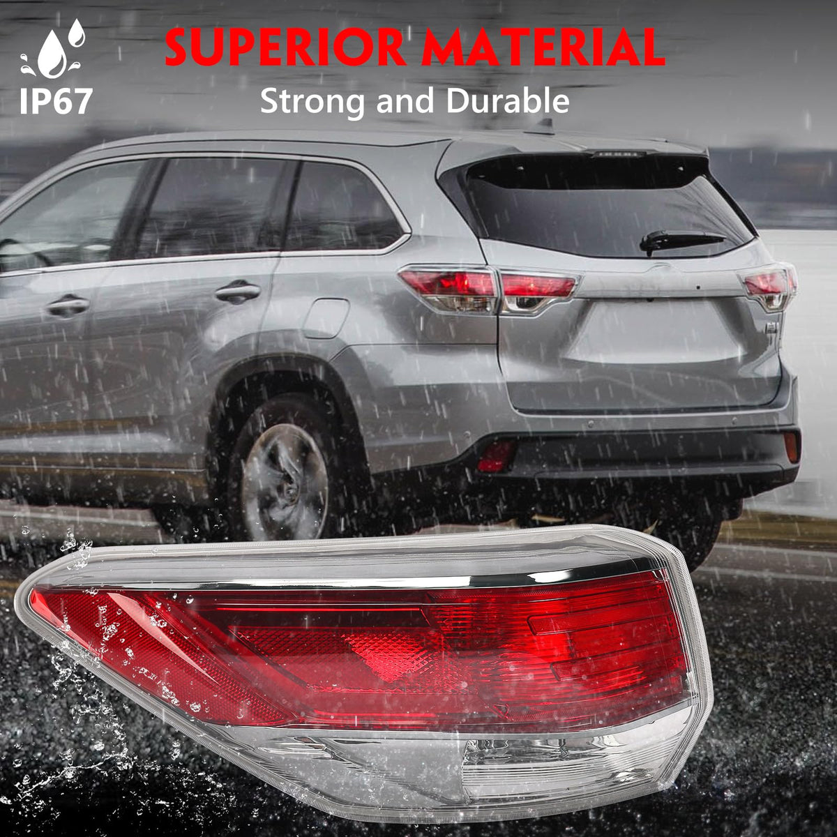 Huray left tail light next to Highlander rear to illustrate scale and correct fit