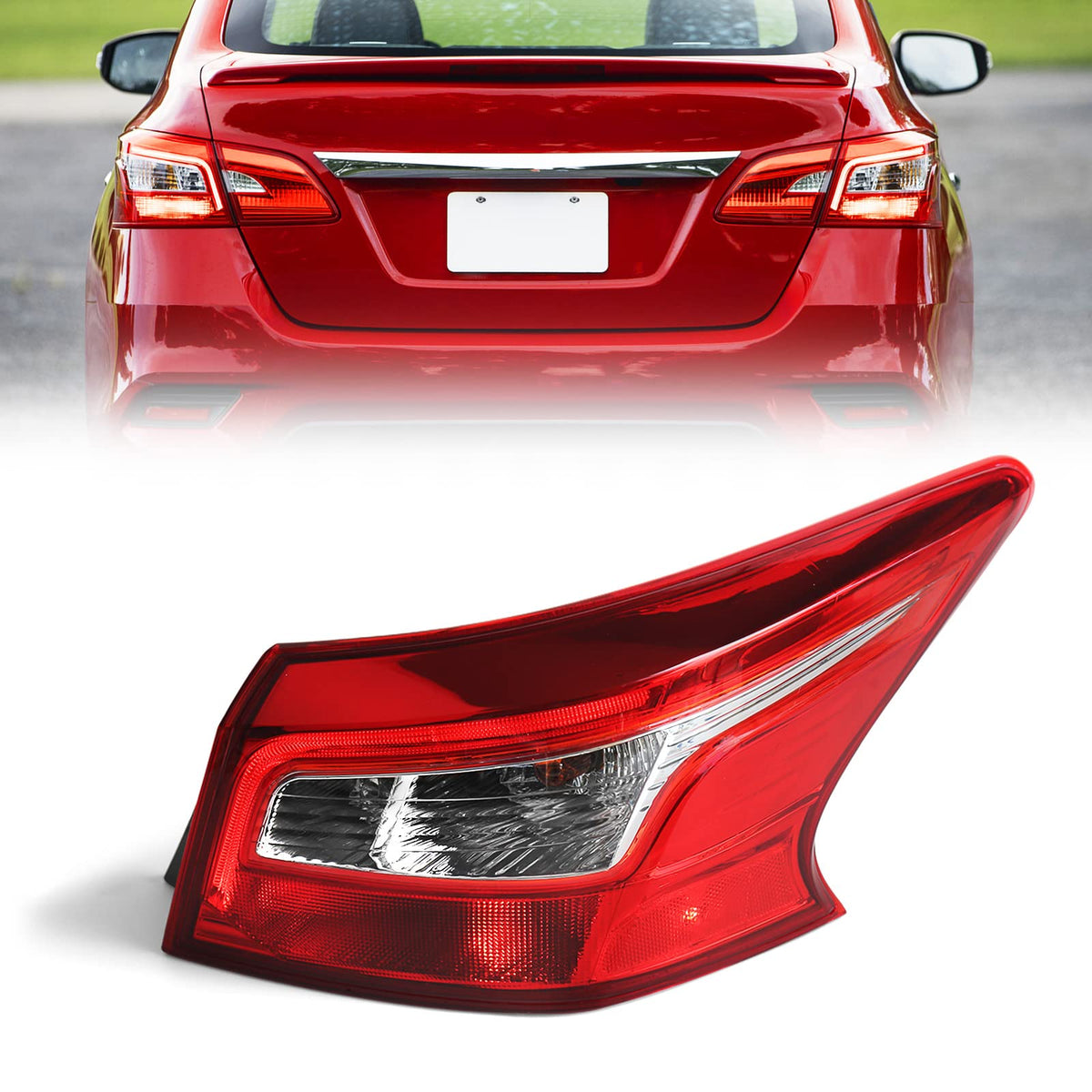Huray right tail light front view showing clear red lens and exact fit benefit