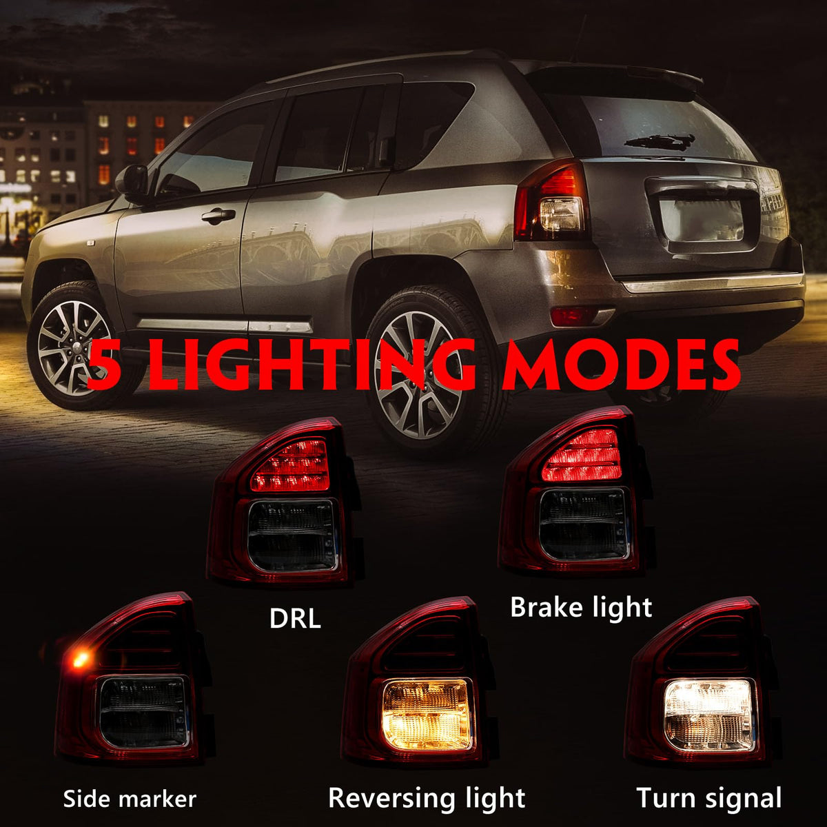 Huray tail light installed on Jeep Compass demonstrating factory-style appearance