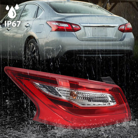 Huray tail light illuminated at night on Altima showing visibility and style benefit: improved rear signaling