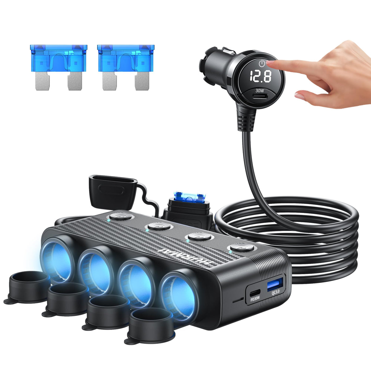 HURMAI box contents with spare fuses and user manual for easy setup