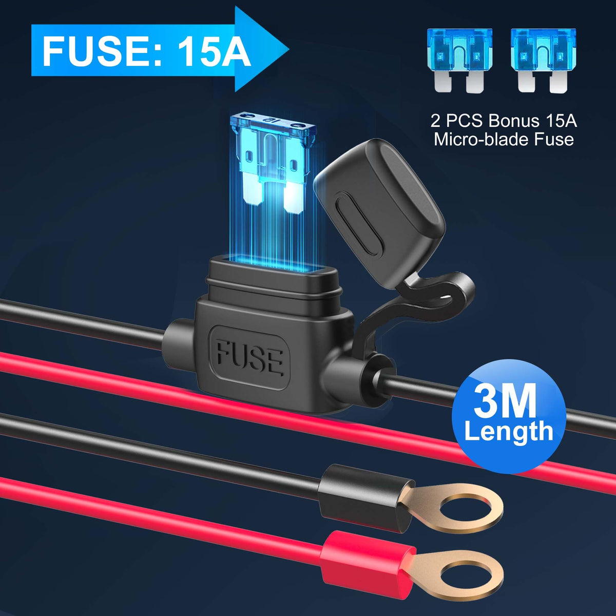 HURMAI cable and eyelet terminals showing heavy-duty wiring for secure connections