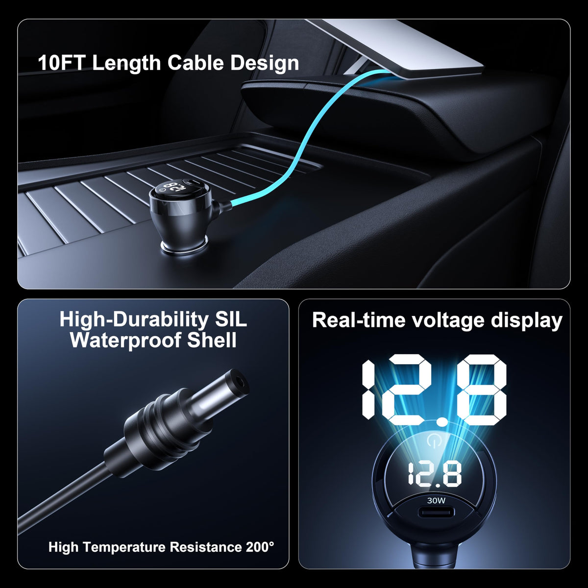 HURMAI 10ft cable in car interior for flexible Starlink Mini placement