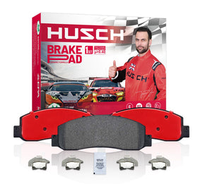 HUSCH rear brake pads front view showing fit and design benefit of direct replacement