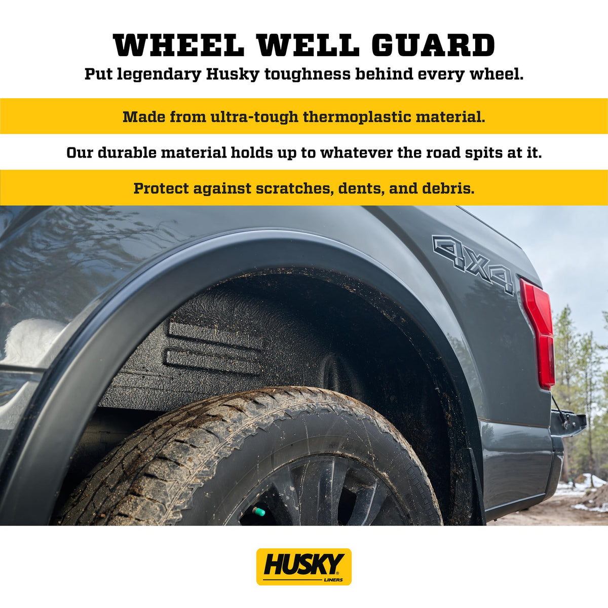 Husky Liners installed side profile on Ford F-150 showing seamless, factory-like protection