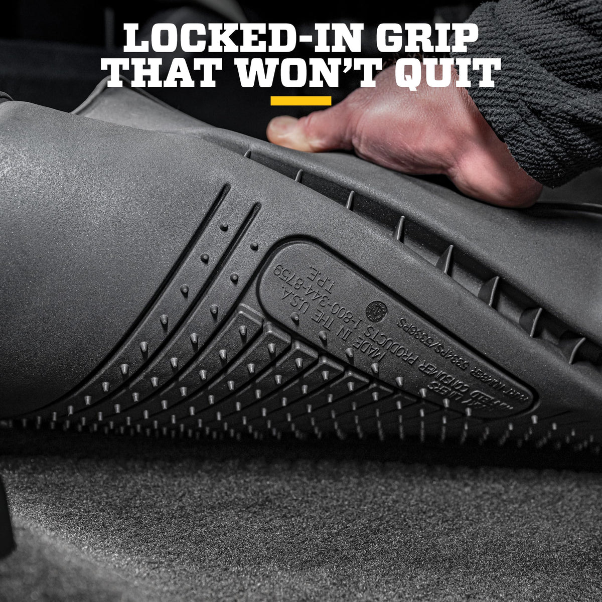 Husky Liners size comparison with ruler illustrating exact laser-fit dimensions