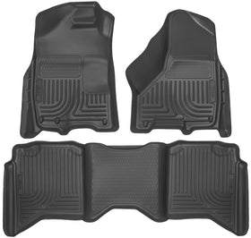 Husky Liners front-row overhead view showing precise fit and carpet protection